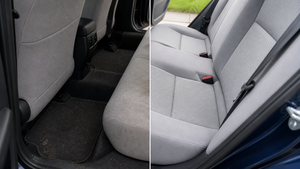 Multi functionele reiniger 750 ml tijdens gebruik op de auto