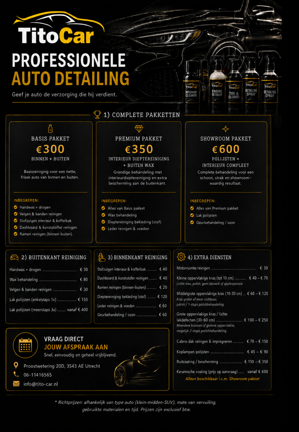 Prijslijst TitoCar Detailing