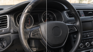 Cockpit- & Stuurreiniger Schuim 200 ml tijdens gebruik op de auto