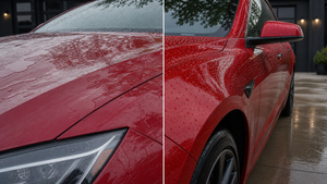 Keramische Coating 10H 50 ml tijdens gebruik op de auto