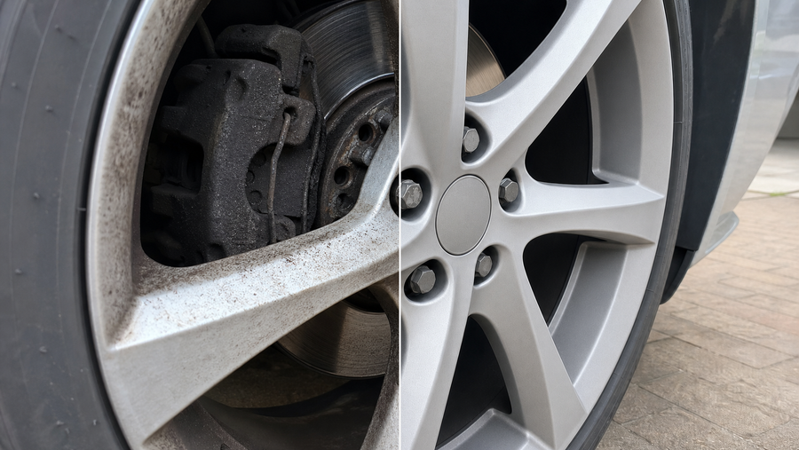Velg- & Bandenreiniger Groen 750 ml voor en na